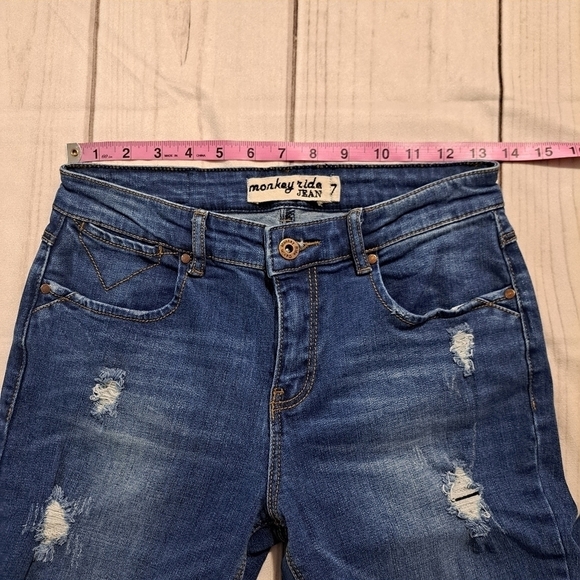 3 FOR 12 SALE Monkey Ride Distressed Jean Size 7 - Picture 2 of 11
